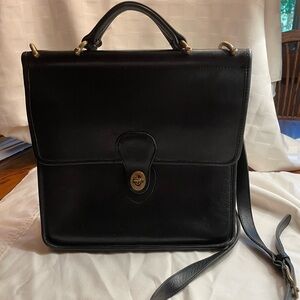 Coach Black Leather Crossbody Bag with Structured Design